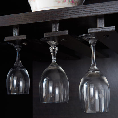 HOMES: Inside + Out Smithvale Mid-Century 5 Shelves Wood 48 in. Wine Storage Buffet, Sideboard with Stemware Rack for Dining Room, Kitchen, Cappuccino Brown