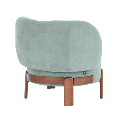 Christopher Knight Home Lily Solid Wood Wingback Accent Chair, Fabric Upholstered Club Chair, Curved Backrest Single Sofa, Comfy Reading Lounge Chair for Living Room, Soft Cushion Seating, Green