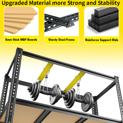 48" W Garage Shelving Heavy Duty 3080LBS Garage Storage Shelving, 5 Tier Adjustable Metal Shelving Unit Utility Rack Shelf for Warehouse, Pantry, Closet, Kitchen 72" H x 48" W x 24" D, Black,2PCS