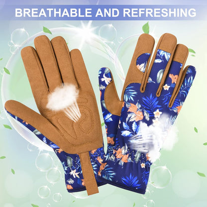 Womens Leather Gardening Gloves, Thorn Proof Working Gloves for Digging, Planting, Pruning - No Stab