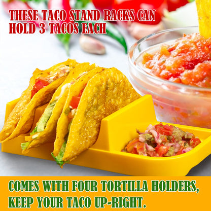 QINOL Taco Holder Stand, Taco Bar Serving Set for a Party 4 Taco Holders Nachos Tortilla Taco Serving Platter Stackable Tuesday Kit, Taco Night