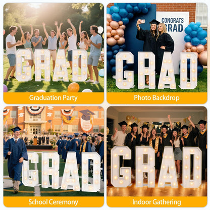 Graduation Decorations 2026, 3FT Tall Marquee Letters Grad LED Letter Sign Party Supplies, Large DIY Pre-Cut Foam Board Kit Decor for Kindergarten Preschool High School College Prom Graduation