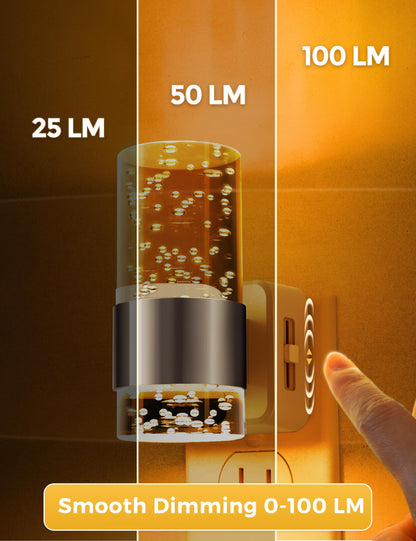 L LOHAS LED Night Light,Dimmable Night Lights Plug into Wall, 2 Pack Acrylic Nightlights with 0-100 LM Adjustable Brightness, 3000K Plug in Night Light with Dusk to Dawn Sensor, for Bathroom Hallway