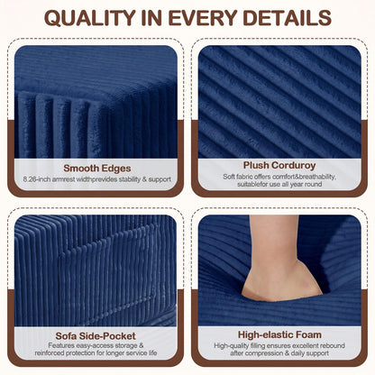 Winzoo Boneless Loveseat Couch Folding Sofa Bed, Foldable Floor Futon Sleeper Couch Bed - Convertible Sofa Bed, Corduroy Pull Out Sofa Bed with 2 Pillows for Living Room & Bedroom