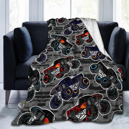 Perinsto 60"X50" Monster Truck Boys Style Throw Blanket Ultra Soft Warm All Season Decorative Fleece Blankets for Bed