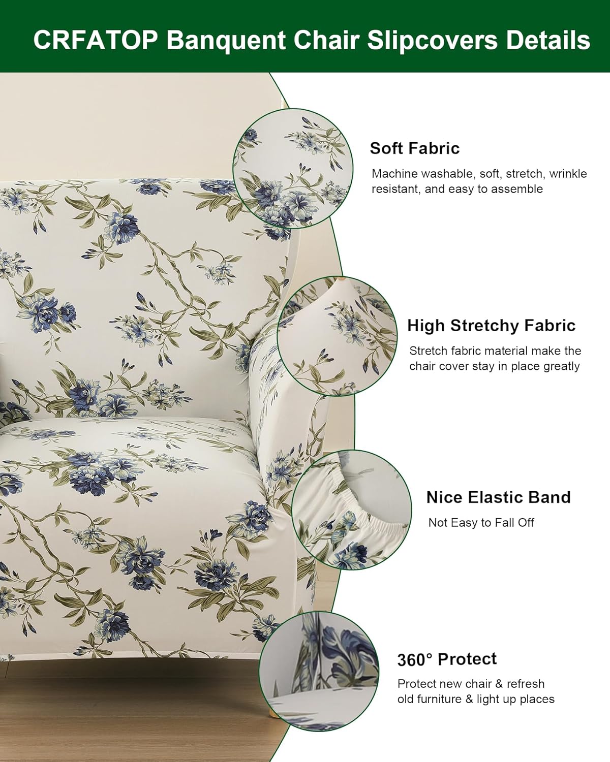 1 Sofa,A43 CRFATOP Printed Stretch Chair Slipcovers with Arms for Living Room Piece Accent Chair Covers Soft Banquet