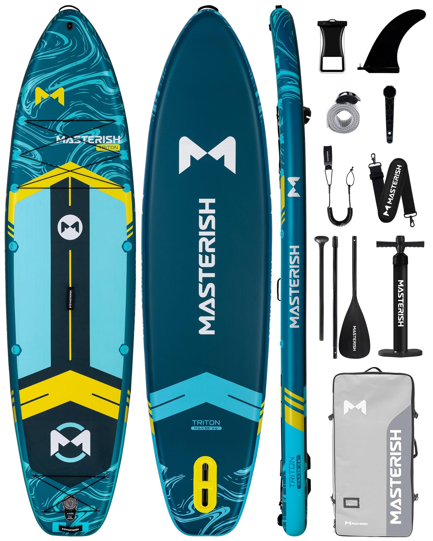 MASTERISH Extra Wide Inflatable Paddle Board 11’6 x 35’’ x 6’’, 450 LB High Weight Capacity SUP, Wide Stable Stand Up Paddle Board for Heavy People, Family & 2/3 Person, XL All-Around Paddleboard