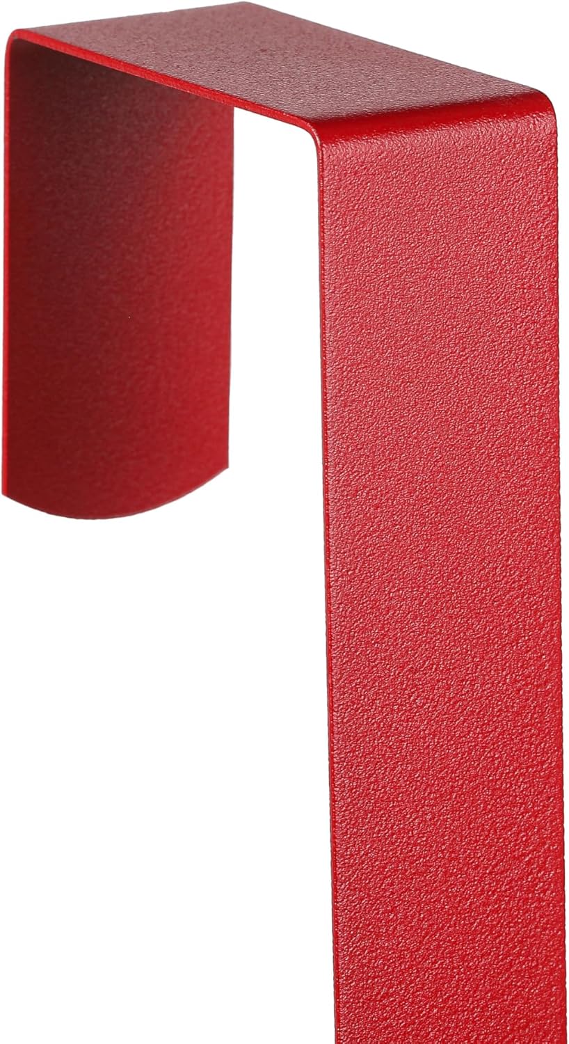 Sattiyrch 12" Wreath Hanger - Durable Steel Over The Door Hook for Front Door (Red)