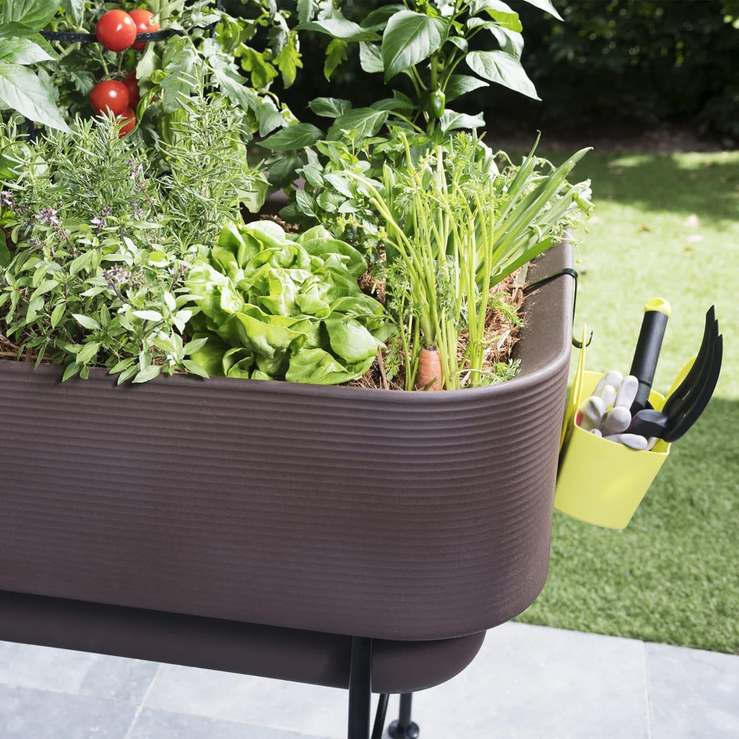 TruDrop Nest Self-Watering Raised Garden-Bed, Elevated Planter Box for Edible Gardening, Tomatoes, Herbs Planter -18" x 36" (Bark)