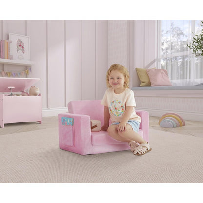 Dream On Me Nestle Kids, Cozy Single Seater, 2-in-1 Convertible Chaise Lounger, High-Density Foam, Sofa Bed Couch, Machine-Washable Fabric Cover, Pink