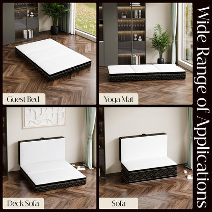 GEMBED Tri-Fold Memory Foam Mattress Queen - 6 Inch Portable Folding Mattress with Handle & Washable Cover, Floor Bed with Non-Slip Base, Space-Saving for Room, Travel, Guest Bed, RV, 78"x58"x6"