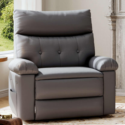 GarveeHome Recliner Chair - PU Leather Manual Recliner for Adults, Lazy Chair with 1.5X Sponge Comfort Arm and Back for Living Room, Bedroom