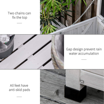 Havemies 75 Gallon Wooden Deck Box, Outdoor Storage Container with Aerating Gap & Weather-Fighting Finish, Grey