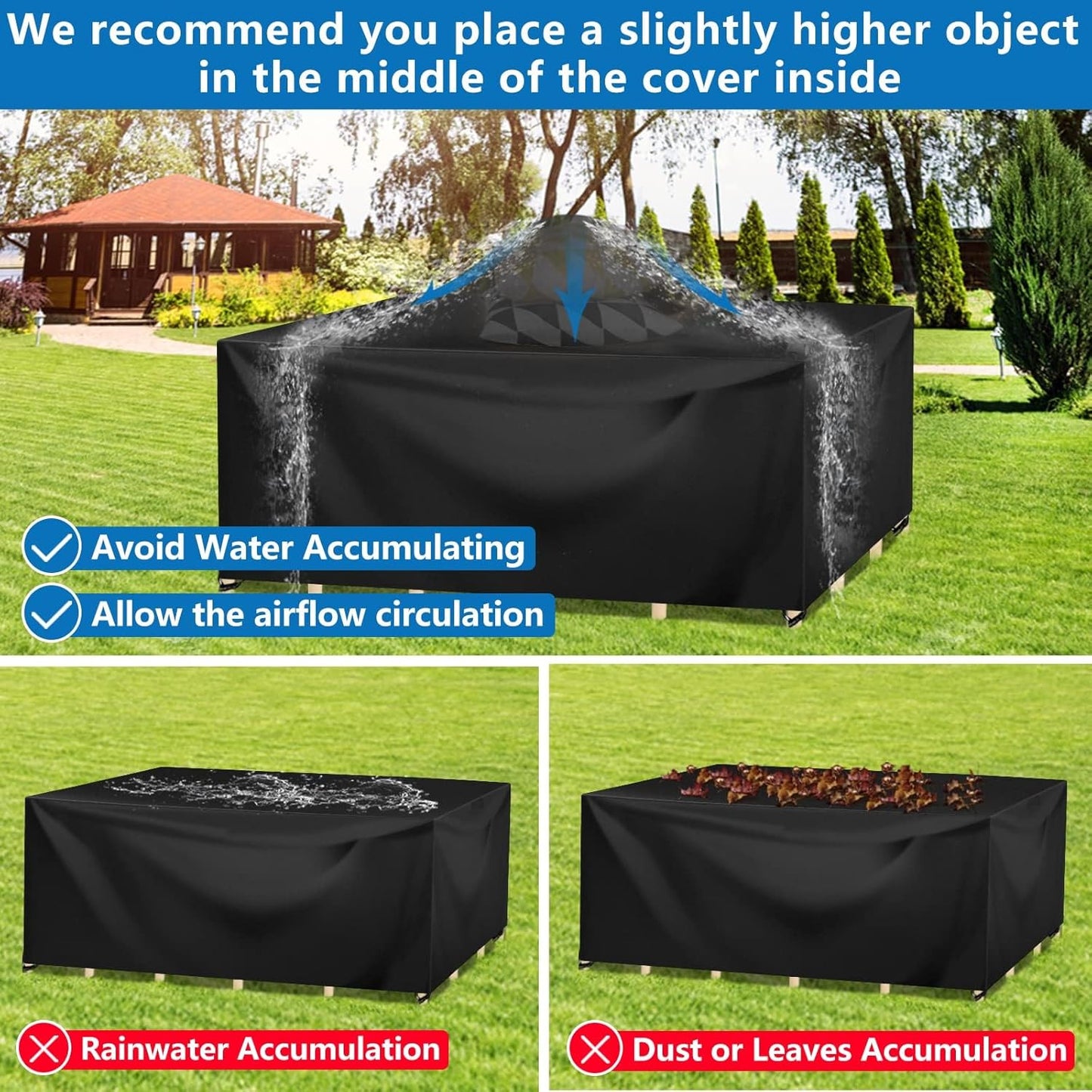 55x55 Dust55" 55" 35" Wanocean Patio Furniture Covers Waterproof, Outdoor Furniture Cover with Storage Bag, Outdoor