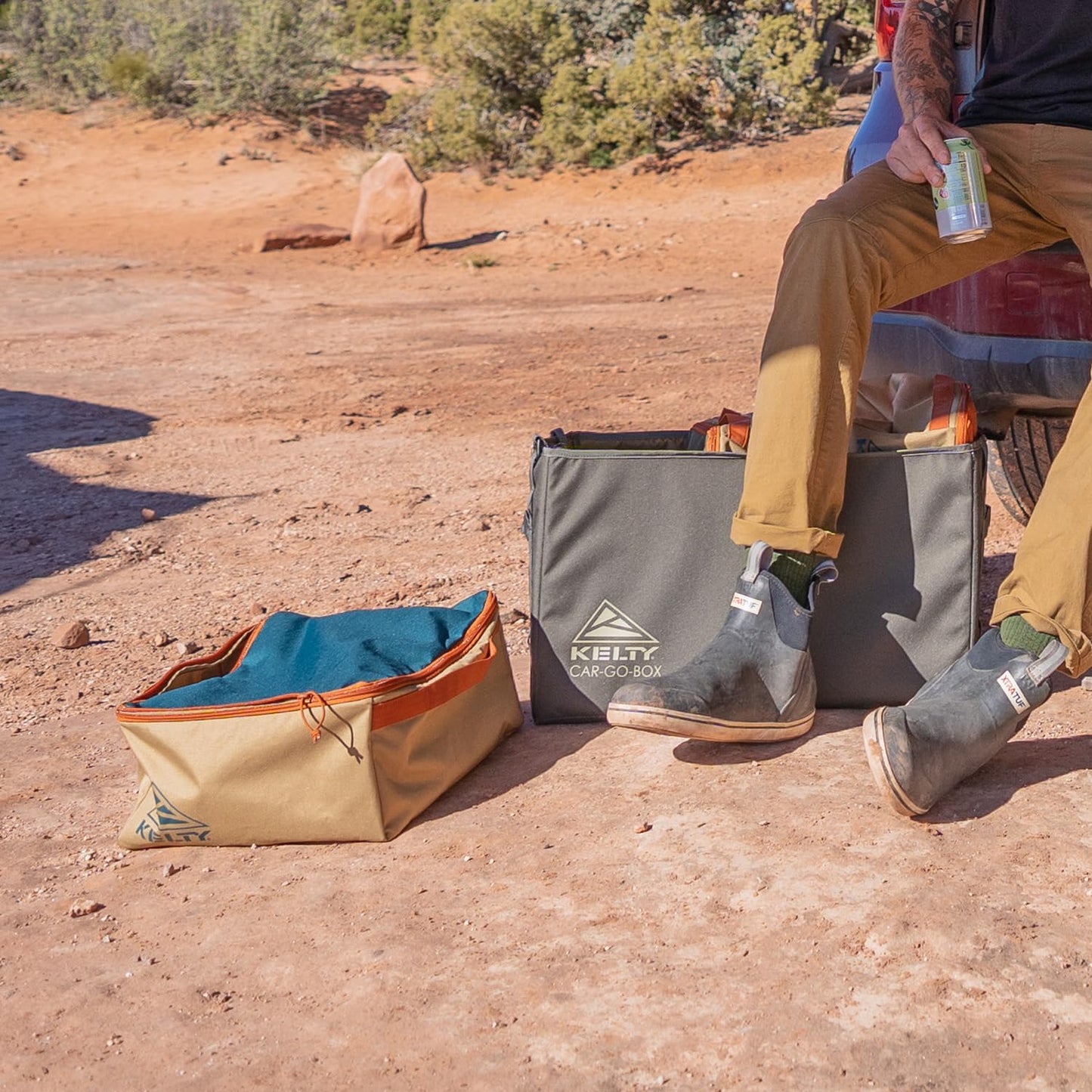 Kelty CARGO Box – Camping, Tailgating, Travel Organization Kit, Large Structured Tote + 3 Individual Pods Storage for Trucks, Vans, SUVs Cars – Color Coded Packing Cubes, Rugged + Water Resistant 45L