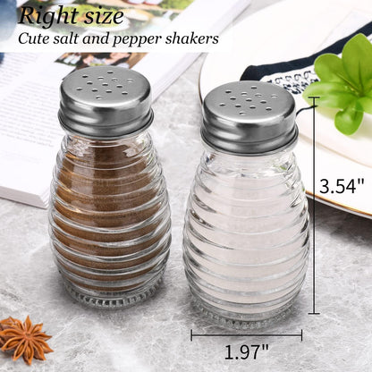 Glass Salt and Pepper Shakers Set, Oval Salt Shaker Set