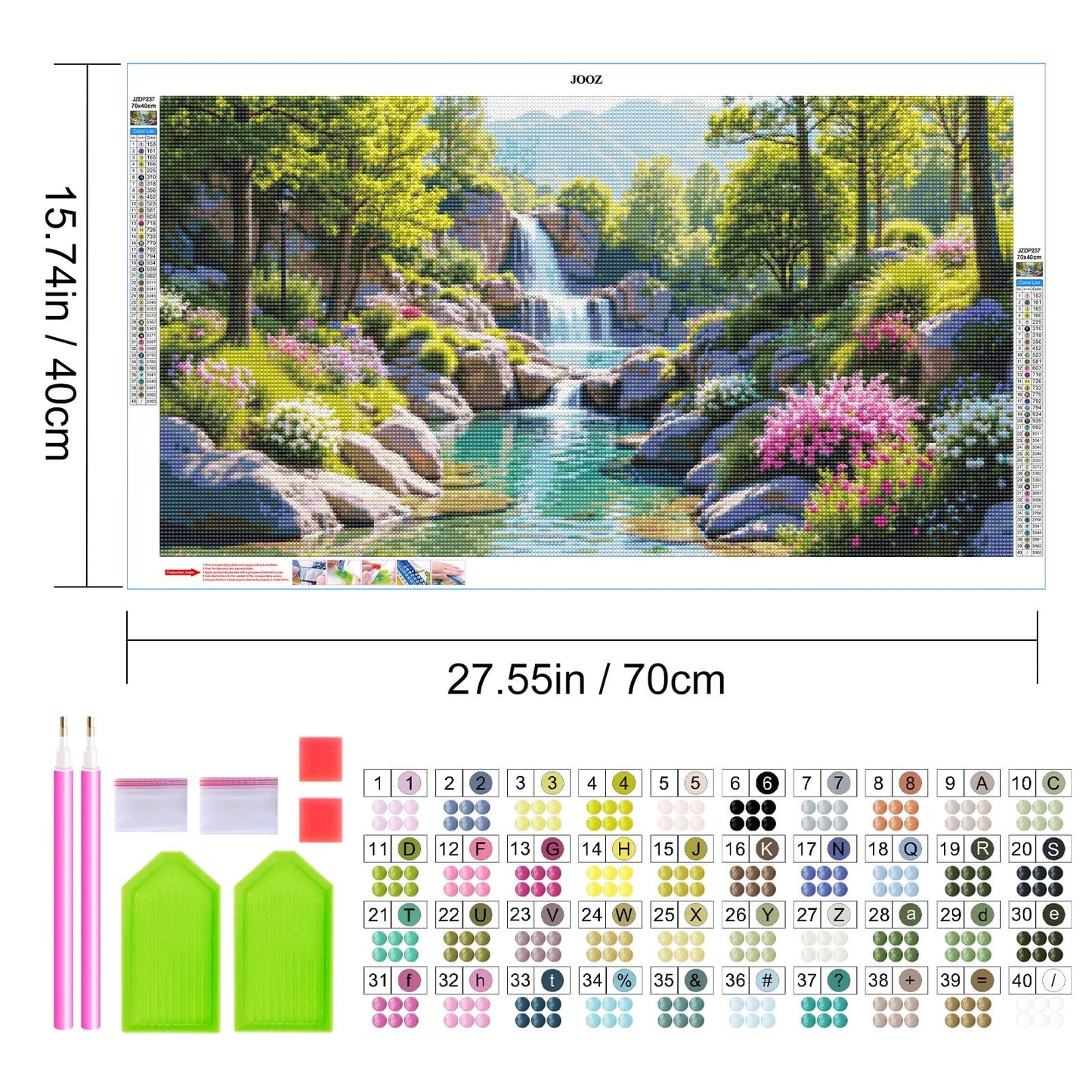 JOOZ Large Diamond Art Kits for Adults - 5D Landscape Diamond Painting Kits for Adults, DIY Full Drill Diamond Art Painting Waterfall for Beginners, Gem Art Kits for Home Wall Decor 27.5x15.7 Inch