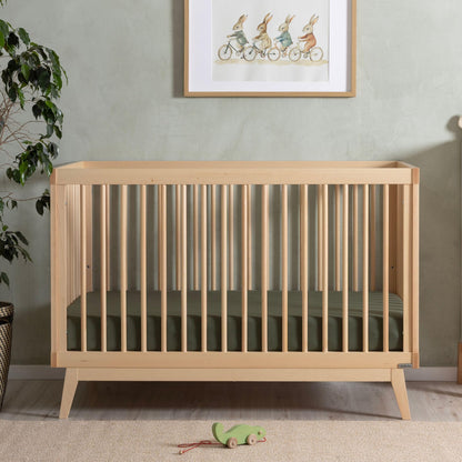 dadada Baby Soho 3-in-1 Convertible Wooden Crib to Toddler Bed - Made in Italy, GREENGUARD Gold Certified, Baby-Safe Finish, Handcrafted Beechwood, Modern Design, 3 Adjustable Heights (Natural)