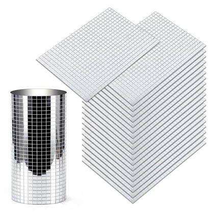 Yuanan 12000 PCS Disco Ball Mirror Tiles, 5×5 Mm Self Adhesive Mirror Mosaic Tiles Bulk Glass Mosaic Stickers Extra Sticky for Flower Pots, Glassware, Cups, DIY Crafts, Party and Home