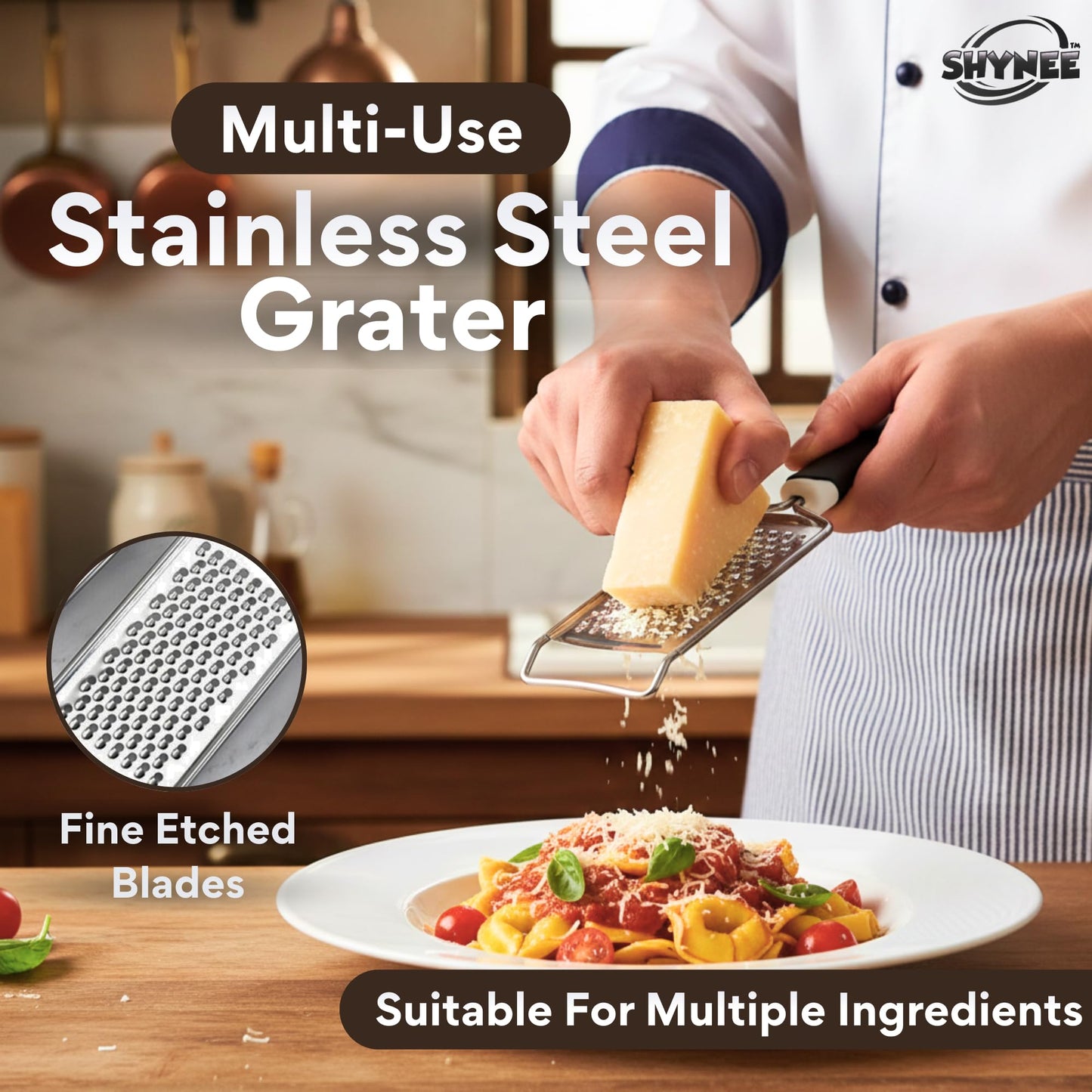 4PCs Kitchen Essentials Kit – Lemon Squeezer, Garlic Press, Stainless Steel Whisk, Multi-Use Grater, Cheese Grater – Durable, Easy to Clean Cooking Tools Set for Everyday Meal Prep