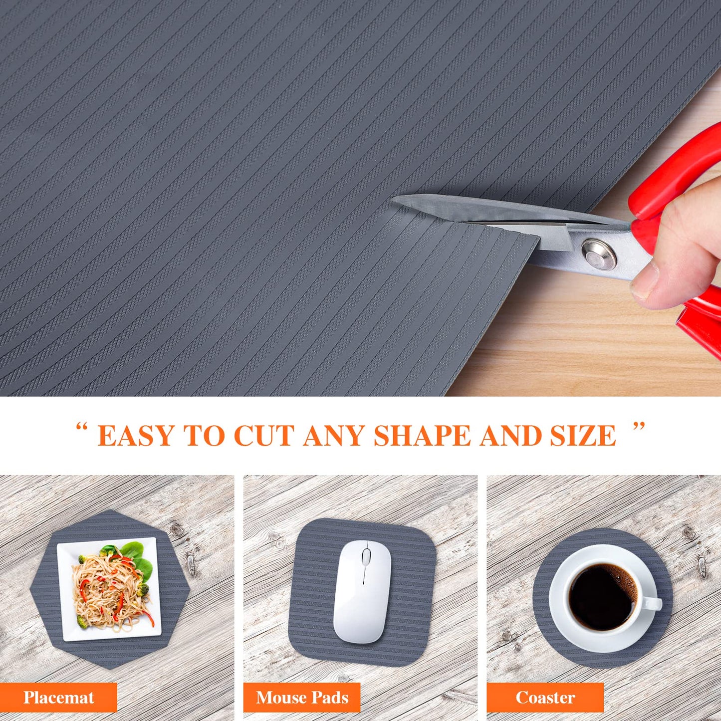 Mcrbeay Shelf Liner Non Adhesive, Washable Cabinet Liners for Shelves, Waterproof Durable Non-Slip Drawer Liners for Kitchen Cabinets, Cupboard, Pantry, Gray 12" X 20'
