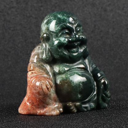 Artistone Crystals 2.0 inch Hand Carved Ocean Jasper Maitreya Buddha Figurine Healing Crystal Gemstone Seated Lucky Buddha Pocket Stone Home Decoration
