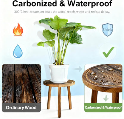 AMVAQKER 3 6-15 Inch PCS Wood Plant Stands Indoor, Three Sizes of Plant Stands Suitable for Pots, Single Plant Holder