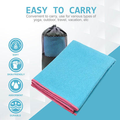 Eunzel Hot Yoga Towel - Microfiber Non Slip Yoga Mat Towel with Grip Dot Sweat Absorbent Towel for Hot Yoga, Pilates and Fitness 72" x 24", Dark Cyan/Orange