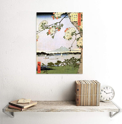Japanese Woodblock Cherry Blossom Ships ON Water Painting Art Print Poster, 30x40 CMS CC3450