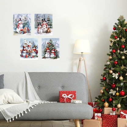 Eersida 4 Pcs Snowman Diamond Painting Kits for Adults Family Snowman Cardinal Diamond Art Kits for Adults Beginner 5d DIY Round Gem Art Home Wall Decor 10 x 11.8 Inches