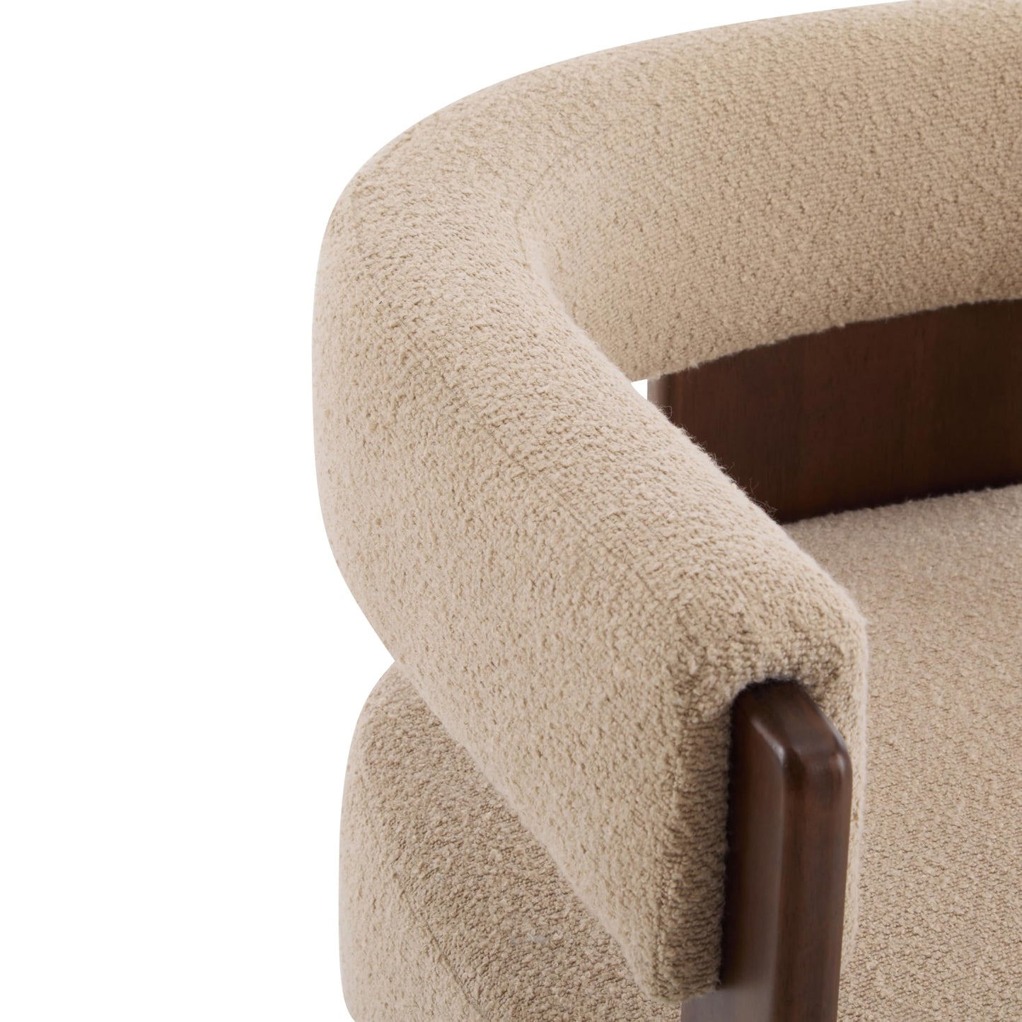 Christopher Knight Home Nettie Set of 2 Modern Accent Chair for Living Room, Boucle Single Lounge Sofa Chair with Wood Frame, Comfy Reading Chair, Lounge Armchair with Cushion, Light Camel + Walnut