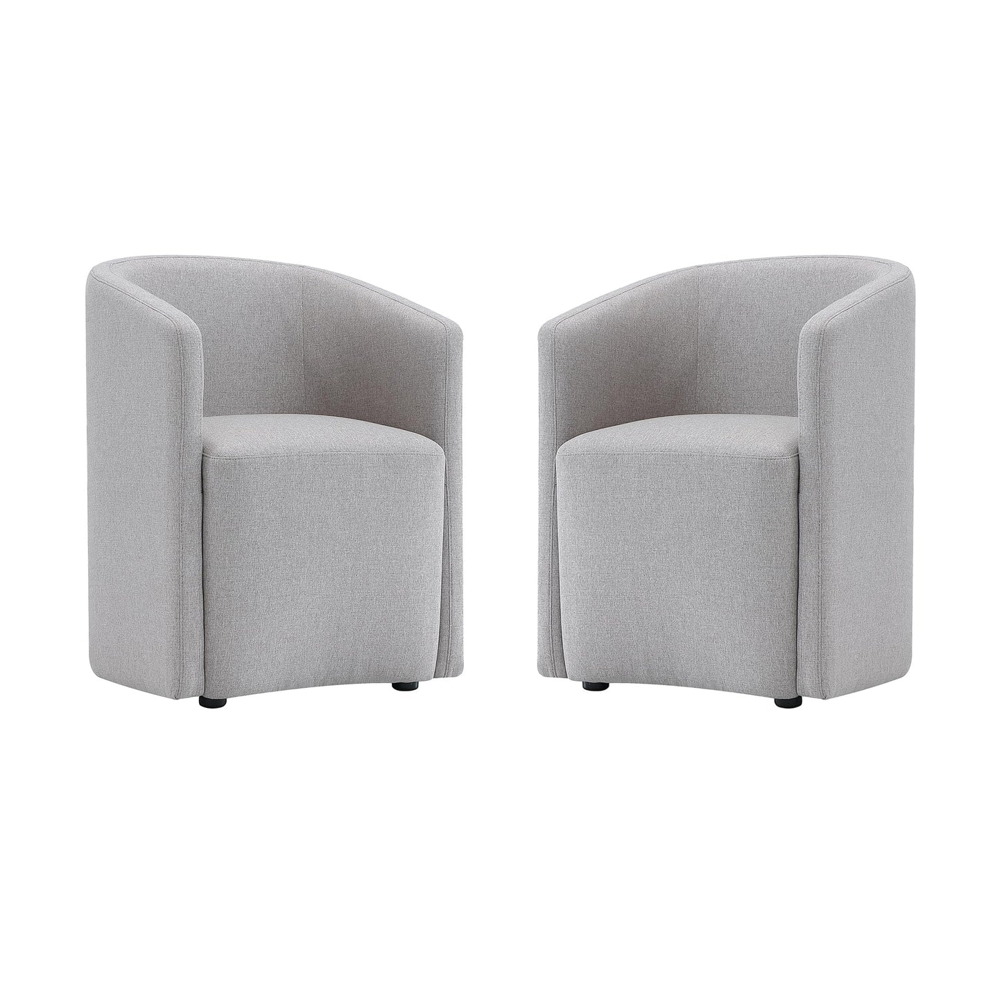 Manhattan Comfort Hearth Modern Barrel Dining Armchair, Accent Upholstered Dining Chair with Woven Fabric, Stylish Curved Back, High-Density Foam, Fully Assembled, Light Gray