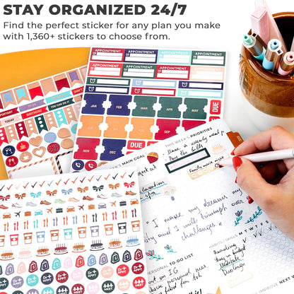 Clever Fox Planner Stickers – 1360+ Aesthetic Monthly, Weekly, Daily, Seasonal, Holiday & Journal Stickers – Journaling & Calendar Accessories for Women, Adults & School, 14 Sheets (Value Pack)