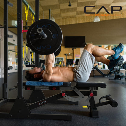 CAP Power Rack with Pull Up Bar & Attachments - Squat Rack & Strength Training Power Cage for Home Gym - BLACK
