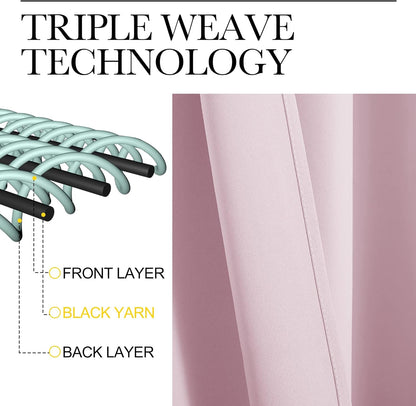 NICETOWN Blackout Curtains - Thermal Insulated Solid Grommet Drapes | Baby Pink, 42 x 63 Inches (1 Pair)