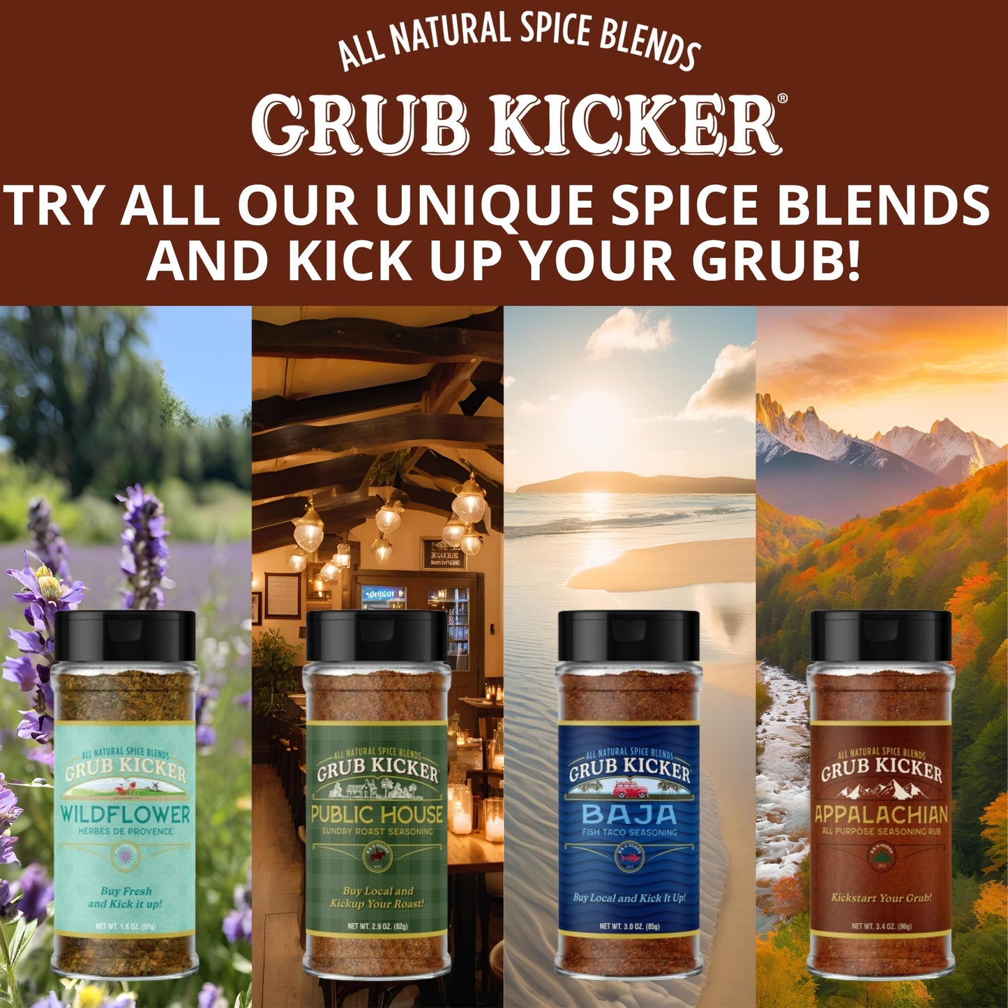 Grub Kicker Public House Sunday Roast Seasoning - 2.9 oz Bottle - Prime Rib, Pot Roast, and Beef Tenderloin Spice Rub - Perfect for Slow Cooker Meals and Savory Dishes - 3 Pack