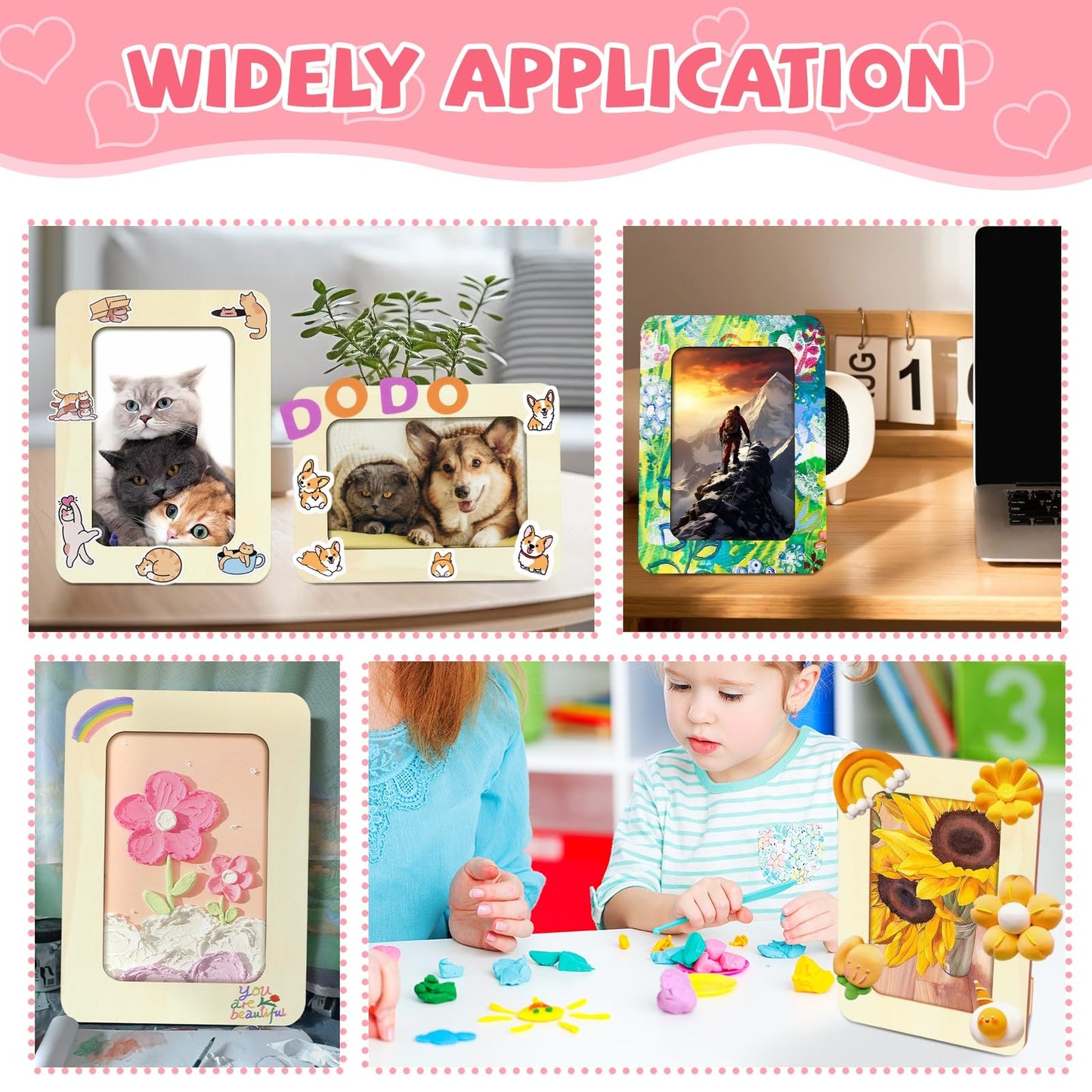 VOKOY 18 Pack Wooden Picture Frames for Crafts, DIY Wood Picture Painting Frames Kit for 4" x 6" Photos,Unfinished Standing Photo Frame DIY Wooden Craft for Art Projects Birthday Gifts