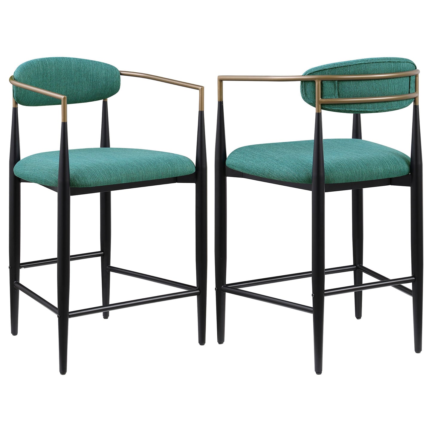 Coaster Home Furnishings - Tina - Fabric Upholstered Counter Height Chairs - Open Back, Padded Seat and Back, Footrest - Dining Room & Kitchen - Set of 2 - Green - 121185
