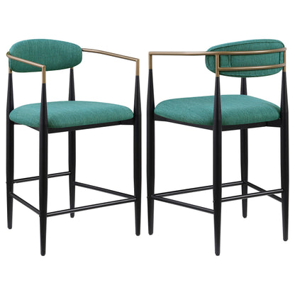 Coaster Home Furnishings - Tina - Fabric Upholstered Counter Height Chairs - Open Back, Padded Seat and Back, Footrest - Dining Room & Kitchen - Set of 2 - Green - 121185