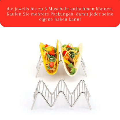 Taco Holders Set of 2 Premium Stainless Steel Stackable Stands, Each Rack Holds 2 or 3 Hard or Soft Tacos, Five Styles Available By 2lbDepot