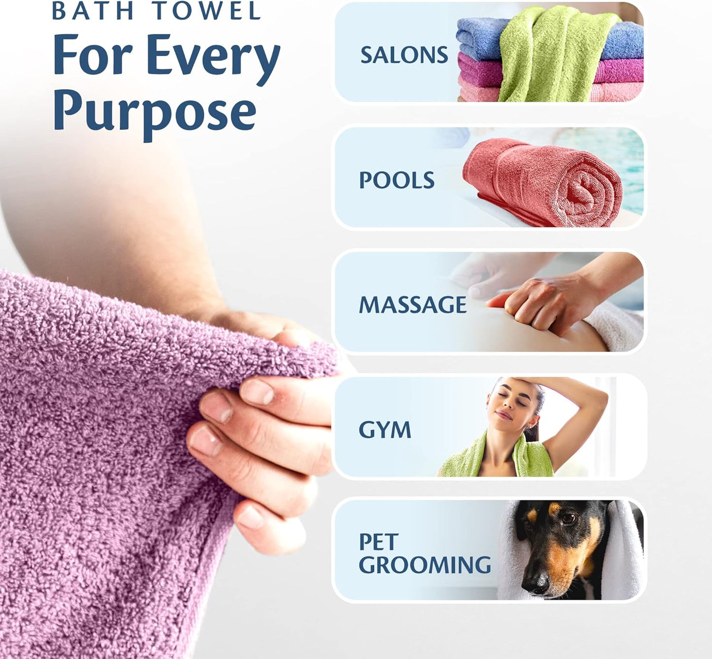 24 40 inches (6) Small and Lightweight Cotton Towels Assorted Pastel Mix x Towels Perfect Size for Hair Drying