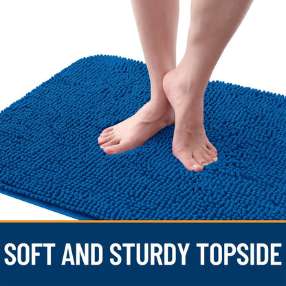 OLANLY Dog Door Mat - Absorbent Non-Slip Washable Doormat for Muddy Paws | 47x17 Deep Navy Blue