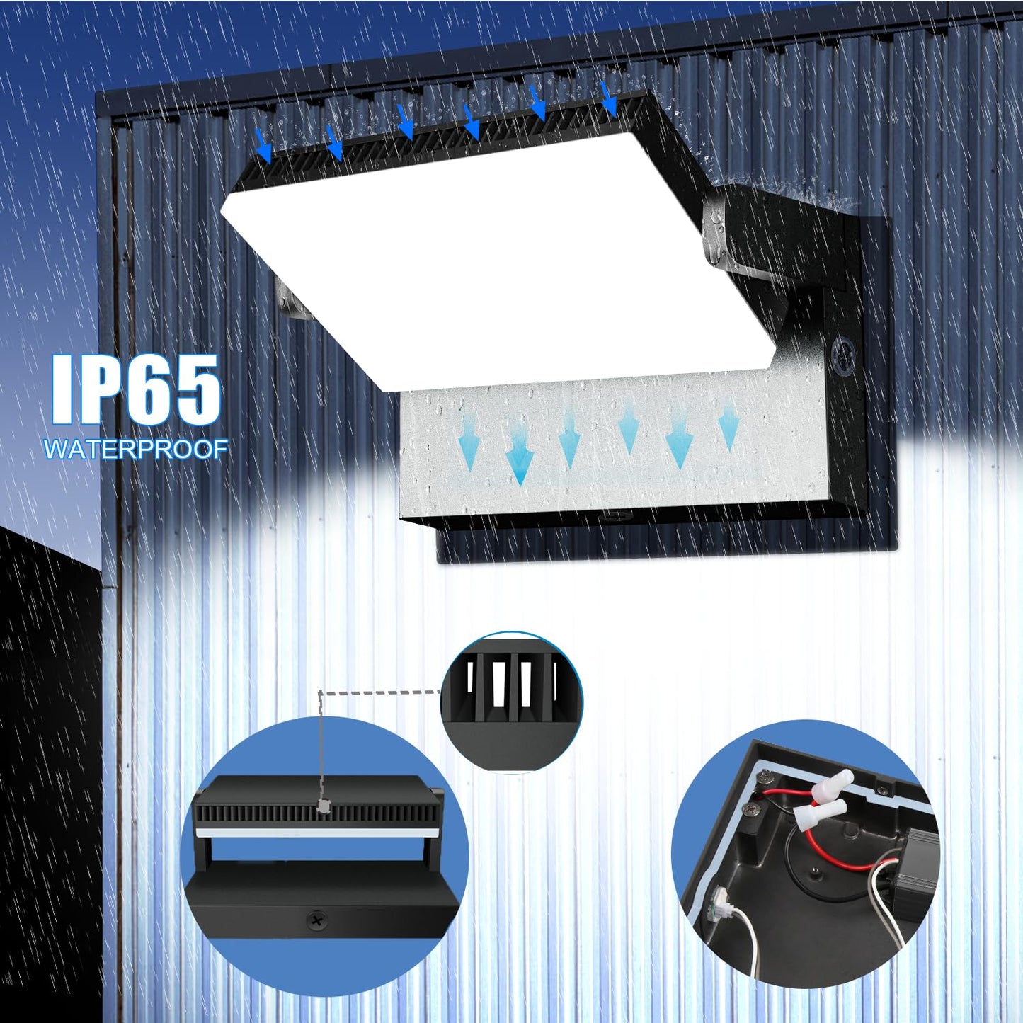 Juyace 120W LED Wall Pack Light Dusk to Dawn Outdoor Lighting Exterior Fixtures 360 °Rotation 5000K for Garage Yard Barn Area 4 Pack