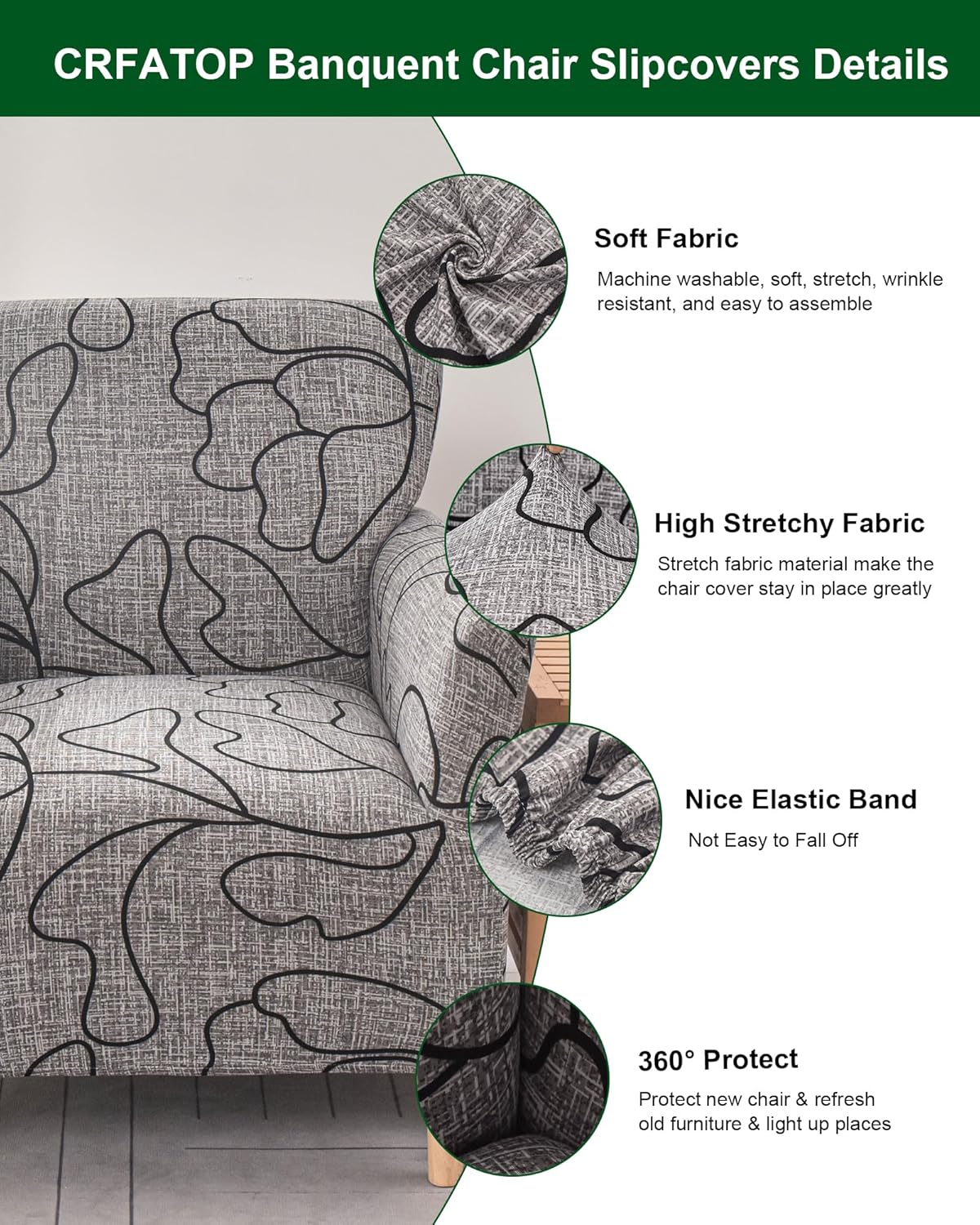 1-Piece Sofa,B64 CRFATOP Stretch Modern Banquet Armchair Slipcover Accent Chair Covers with Arms Soft Chair Slipcovers