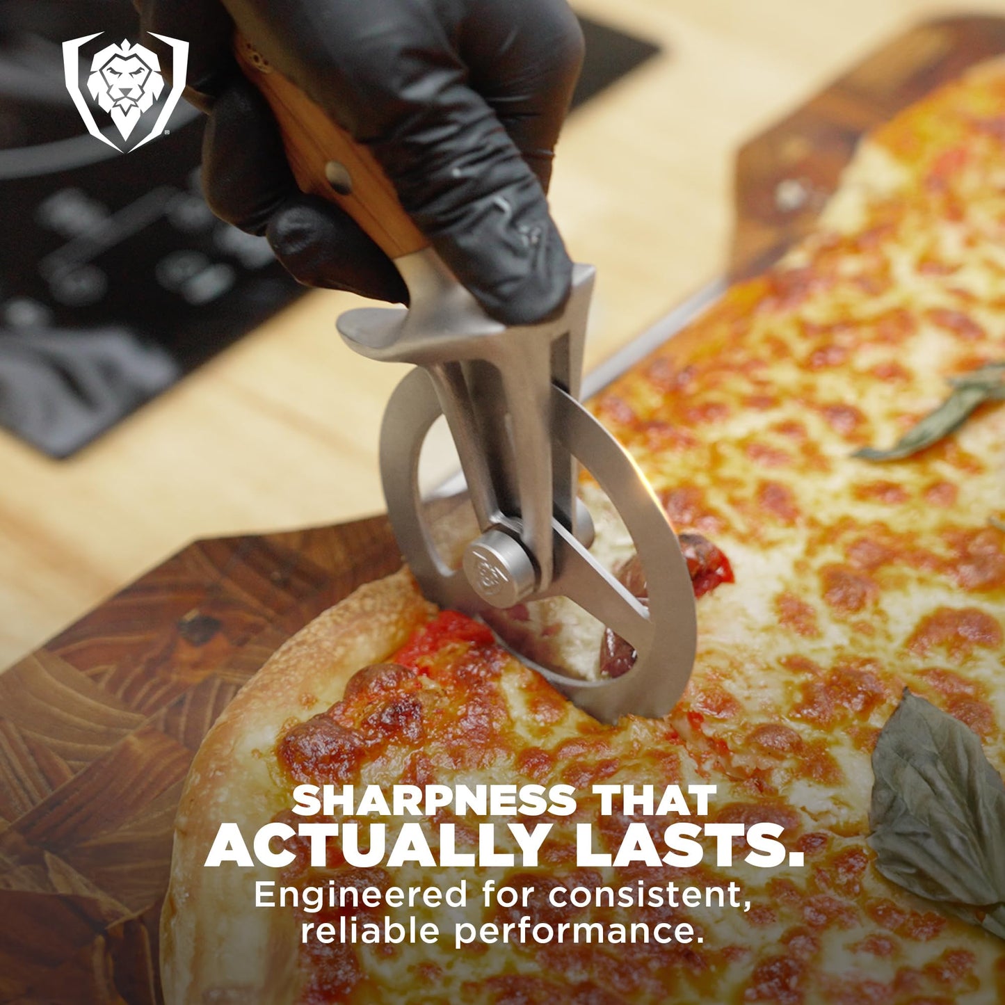 Dalstrong Orbit Razor Pizza Wheel Cutter — Olive Wood Handle — HC Stainless Steel, Heavy-Duty Tri-Spoke Wheel — For Pizza Night, Flatbreads & Pastry — Unique Kitchen Gift, Customer Support