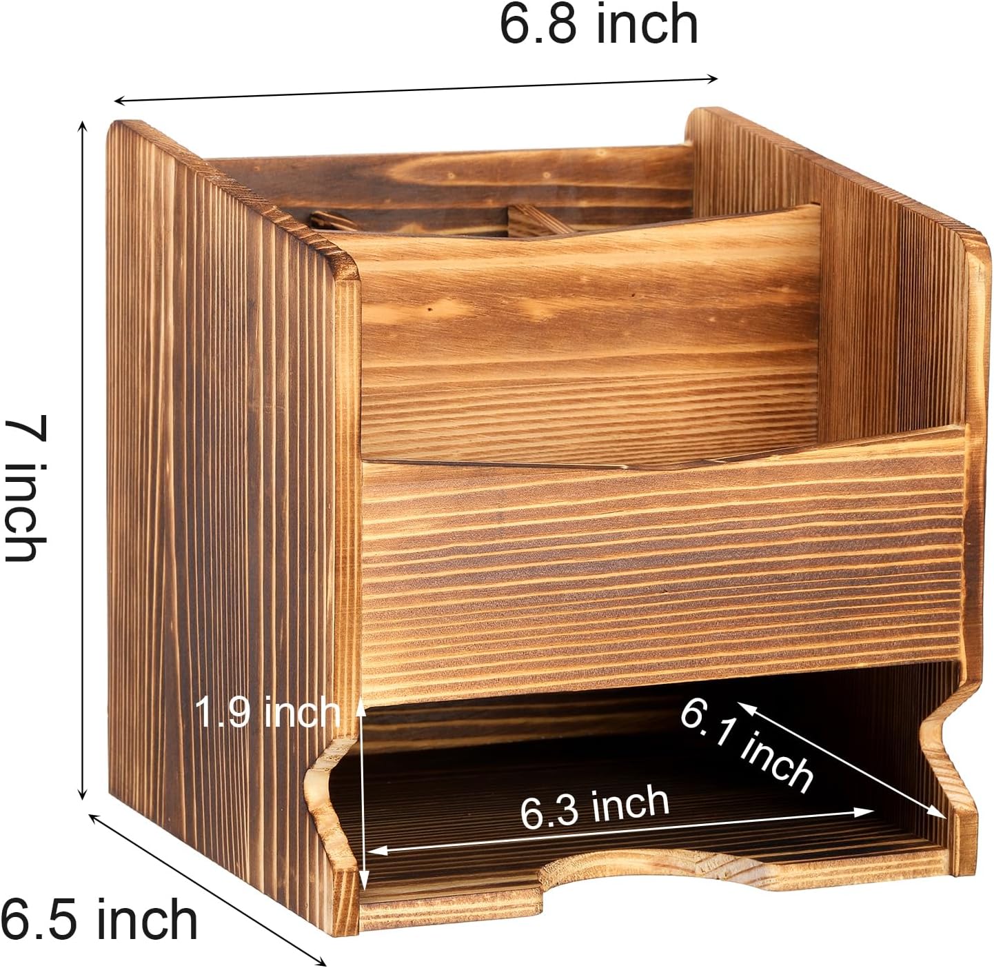 yarlung Wooden Utensil Caddy - Flatware Holder with 5 Compartments, Kitchen Silverware Organizer for Party, Dining
