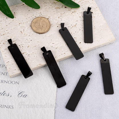Framendino, 12 Pack Engravable Metal Pendant Charms Blanks Rectangle Stamping Tag Laser Engraving Stainless Steel Blank Pendants for Jewelry Making Necklace Bracelet Earrings DIY Crafts Black