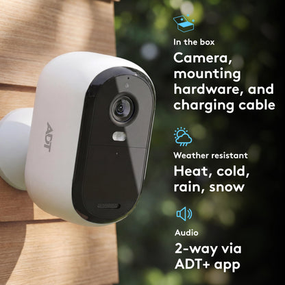 ADT Blu Outdoor Camera Kit, DIY Home Security System with 2K Wireless Outdoor Camera, Spotlight, Weather Resistant, Night Vision, Smart Detection, Door/Window Sensors, ADT+ App Control