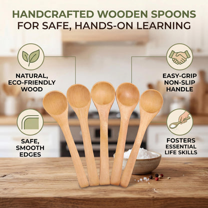 30Pcs Wooden Spoons for Cooking Dishwasher healthy Mini Spoon Eating Kitchen Condiment Tools Ice cream Sugar Honey Coffee Teaspoon(4.9inch)
