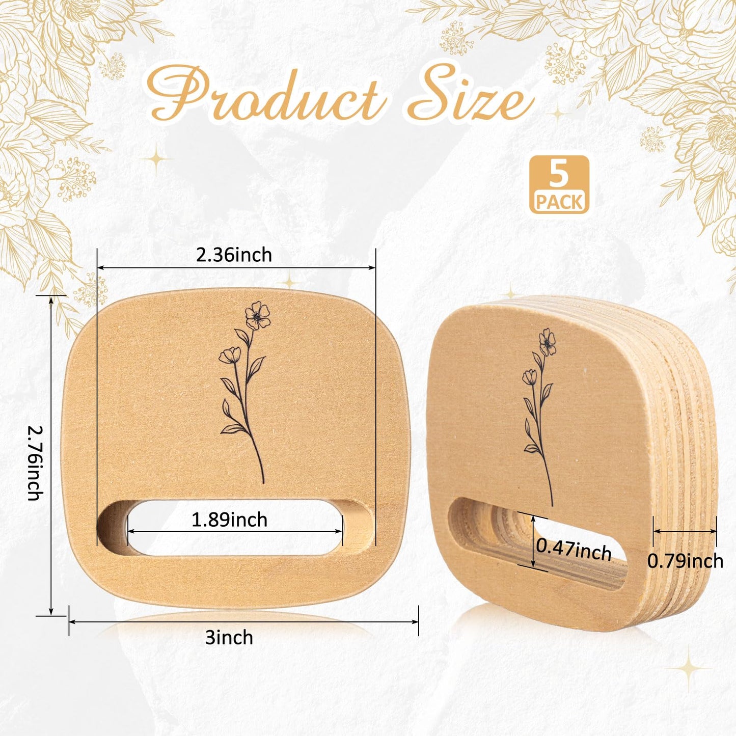 Juexica 5 Pcs Embroidery Hoop Display 3 x 2.76 Inches Embroidery Hoop Holder Wooden Base Hidden Screw Design DIY for Cross Stitch Accessories Decor